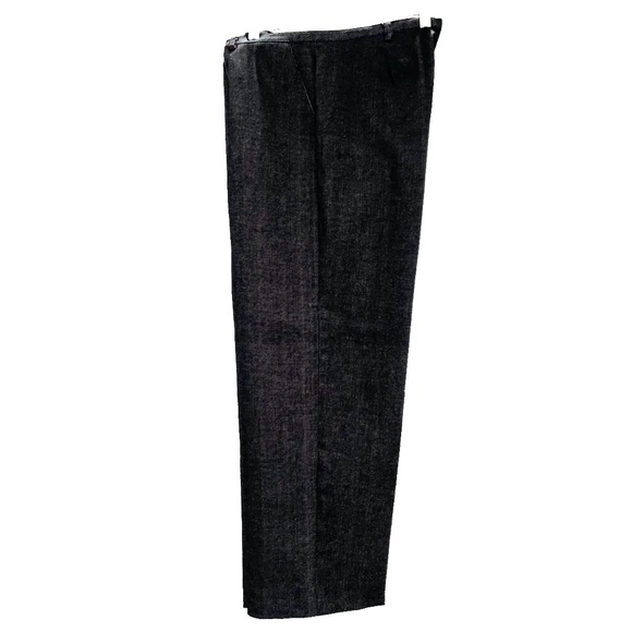 ELLEN TRACY COMPANY BLACK DENIM HIGH RISE WIDE LEG STRETCHY DENIM TROUSERS - Picture 6 of 16